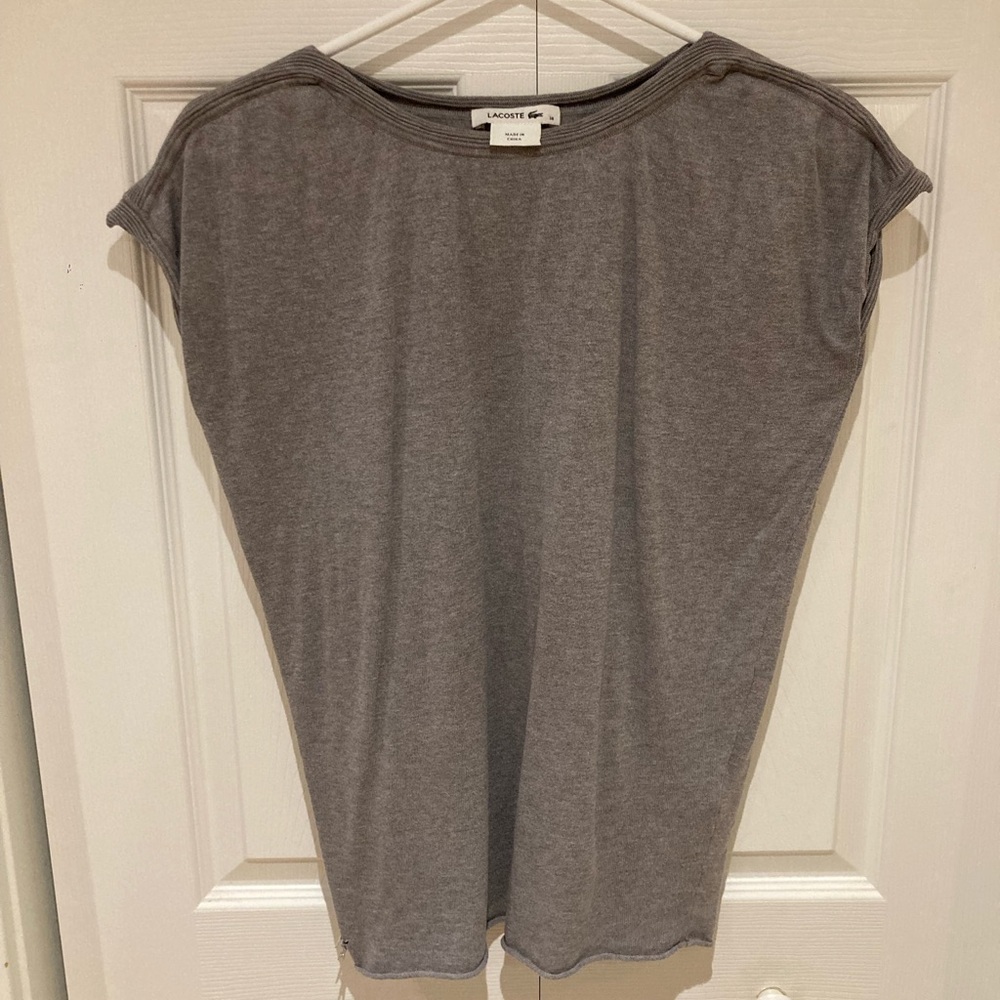 Lacoste Women's Heather Gray Cap-Sleeve Tee